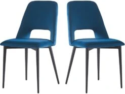 Lot De 2 Chaises En Velours "Fedora" - Bleu Foncé
