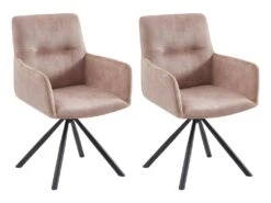 Lot De 2 Chaises Pivotantes Avec Accoudoirs En Velours Et Métal - Beige - GOZIA De Pascal MORABITO
