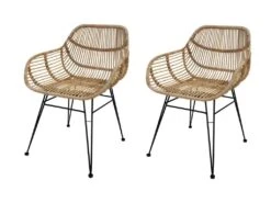 LOT 2 Chaises En Rotin Pieds Métal Noir - IBIZA -Deco.fr Soldes Boutique chaise 10567689