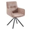 Chaise Pivotante Avec Accoudoirs En Velours Et Métal - Beige - GOZIA De Pascal MORABITO