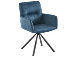 Chaise Pivotante Avec Accoudoirs En Velours Et Métal - Bleu - GOZIA De Pascal MORABITO