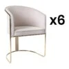 Lot De 6 Chaises Avec Accoudoirs En Velours Et Métal - Crème Et Doré - JOSETHE De Pascal MORABITO 10 Lot De 6 Chaises Avec Accoudoirs En Velours Et Métal - Crème Et Doré - JOSETHE De Pascal MORABITO -Deco.fr Soldes Boutique chaise 10855189