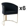 Lot De 6 Chaises Avec Accoudoirs En Velours Et Métal - Noir Et Doré - JOSETHE De Pascal MORABITO -Deco.fr Soldes Boutique chaise 10856093