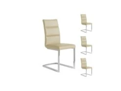 Quatuor De Chaises Eco-cuir Beige - LONI