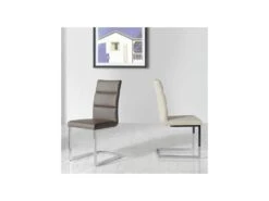 Quatuor De Chaises Eco-cuir Beige - LONI -Deco.fr Soldes Boutique chaise 11135987