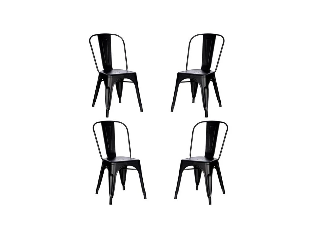 Quatuor De Chaises Métal Noir - VASSIA 1 Quatuor De Chaises Métal Noir - VASSIA