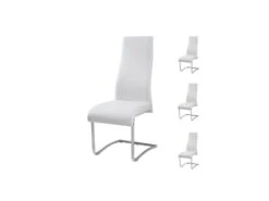 Quatuor De Chaises Simili Cuir Blanc - ROME