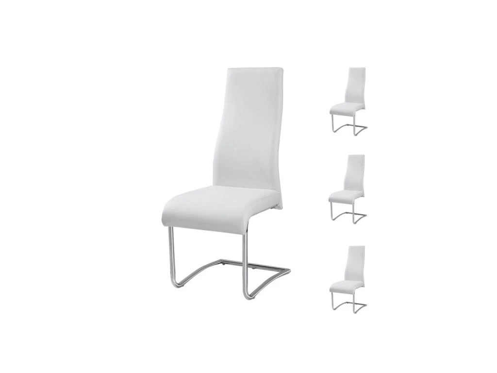 Quatuor De Chaises Simili Cuir Blanc - ROME 1 Quatuor De Chaises Simili Cuir Blanc - ROME