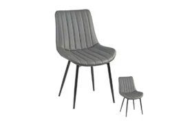 Duo De Chaises Simili Cuir Gris - TUCSON N°1