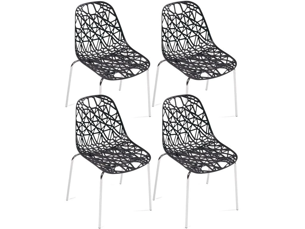KAYELLES Lot 4 Chaises De Cuisine Design IKO (Noir) 1 KAYELLES Lot 4 Chaises De Cuisine Design IKO (Noir)