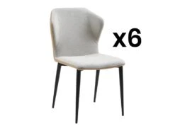 Lot De 6 Chaises En Tissu, Simili Et Métal - Gris Clair Et Beige - KIDANA De Pascal MORABITO