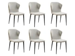 Lot De 6 Chaises En Tissu, Simili Et Métal - Gris Clair Et Beige - KIDANA De Pascal MORABITO -Deco.fr Soldes Boutique chaise 11207897