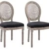 Lot De 2 Chaises - Cannage, Tissu Et Bois D'hévéa - Noir - ANTOINETTE -Deco.fr Soldes Boutique chaise 11208509