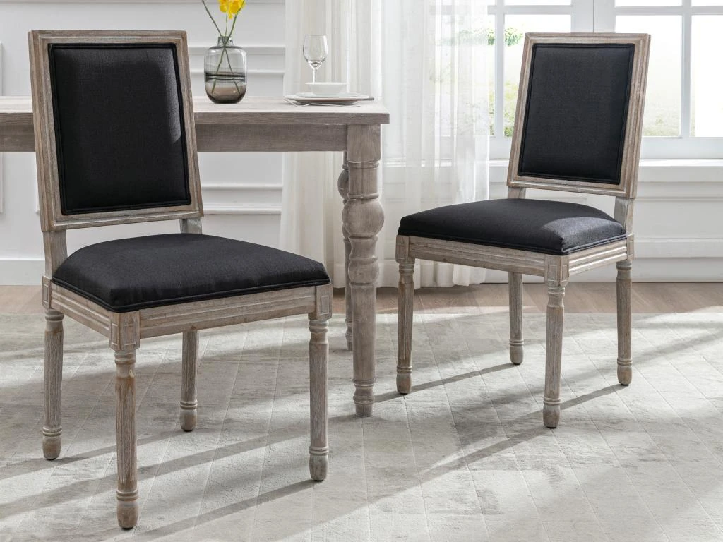 Lot De 2 Chaises En Tissu Et Bois D'hévéa - Noir - AMBOISETTE 2 Lot De 2 Chaises En Tissu Et Bois D'hévéa - Noir - AMBOISETTE – Image 2