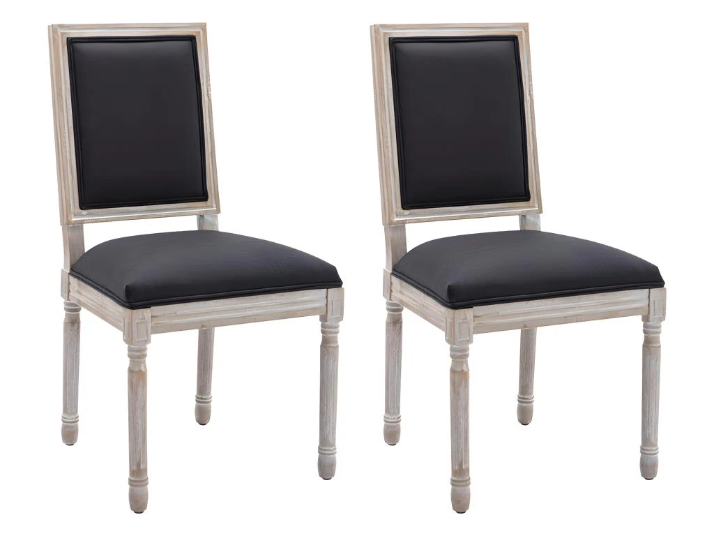 Lot De 2 Chaises En Tissu Et Bois D'hévéa - Noir - AMBOISETTE 1 Lot De 2 Chaises En Tissu Et Bois D'hévéa - Noir - AMBOISETTE