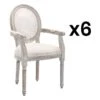 Lot De 6 Chaises Avec Accoudoirs - Cannage, Tissu Et Bois D'hévéa - Beige - ANTOINETTE -Deco.fr Soldes Boutique chaise 11210607