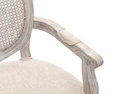 Lot De 6 Chaises Avec Accoudoirs - Cannage, Tissu Et Bois D'hévéa - Beige - ANTOINETTE -Deco.fr Soldes Boutique chaise 11210619