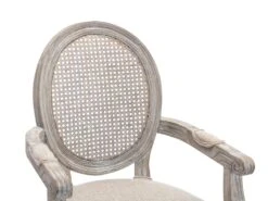 Lot De 6 Chaises Avec Accoudoirs - Cannage, Tissu Et Bois D'hévéa - Beige - ANTOINETTE -Deco.fr Soldes Boutique chaise 11210621