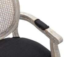 Lot De 6 Chaises Avec Accoudoirs - Cannage, Tissu Et Bois D'hévéa - Noir - ANTOINETTE 15 Lot De 6 Chaises Avec Accoudoirs - Cannage, Tissu Et Bois D'hévéa - Noir - ANTOINETTE -Deco.fr Soldes Boutique chaise 11210669