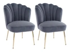 Lot De 2 Chaises En Velours Et Acier Doré - Anthracite - RUTY De Pascal MORABITO