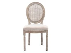 Lot De 2 Chaises - Cannage, Tissu Et Bois D'hévéa - Beige - ANTOINETTE -Deco.fr Soldes Boutique chaise 11310817