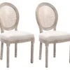 Lot De 2 Chaises - Cannage, Tissu Et Bois D'hévéa - Beige - ANTOINETTE