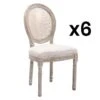 Lot De 6 Chaises - Cannage, Tissu Et Bois D'hévéa - Beige - ANTOINETTE -Deco.fr Soldes Boutique chaise 11310865