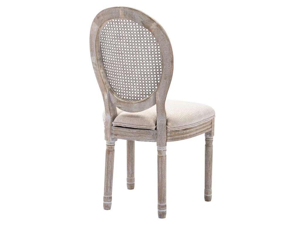 Lot De 6 Chaises - Cannage, Tissu Et Bois D'hévéa - Beige - ANTOINETTE 5 Lot De 6 Chaises - Cannage, Tissu Et Bois D'hévéa - Beige - ANTOINETTE – Image 5