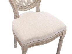 Lot De 6 Chaises - Cannage, Tissu Et Bois D'hévéa - Beige - ANTOINETTE 16 Lot De 6 Chaises - Cannage, Tissu Et Bois D'hévéa - Beige - ANTOINETTE -Deco.fr Soldes Boutique chaise 11310879
