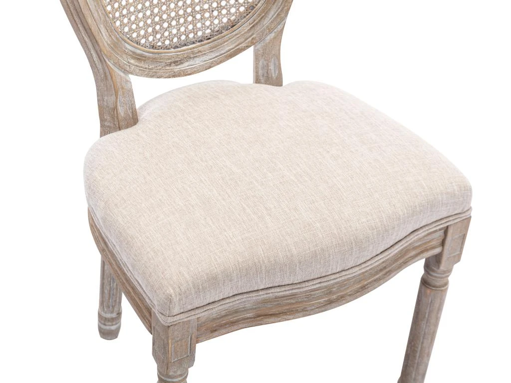 Lot De 6 Chaises - Cannage, Tissu Et Bois D'hévéa - Beige - ANTOINETTE 7 Lot De 6 Chaises - Cannage, Tissu Et Bois D'hévéa - Beige - ANTOINETTE – Image 7