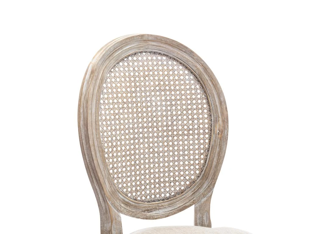 Lot De 6 Chaises - Cannage, Tissu Et Bois D'hévéa - Beige - ANTOINETTE 6 Lot De 6 Chaises - Cannage, Tissu Et Bois D'hévéa - Beige - ANTOINETTE – Image 6