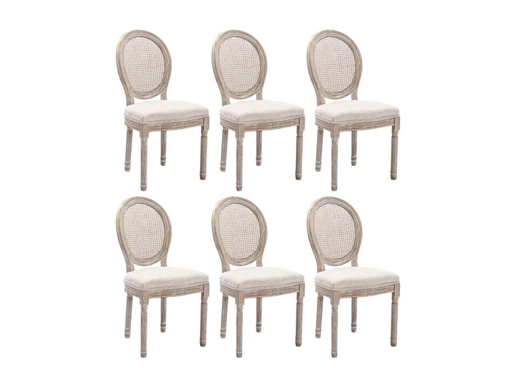 Lot De 6 Chaises - Cannage, Tissu Et Bois D'hévéa - Beige - ANTOINETTE 10 Lot De 6 Chaises - Cannage, Tissu Et Bois D'hévéa - Beige - ANTOINETTE – Image 10