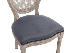 Lot De 2 Chaises - Cannage, Velours Et Bois D'hévéa - Gris - ANTOINETTE -Deco.fr Soldes Boutique chaise 11310905