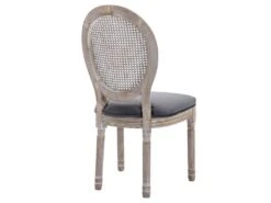 Lot De 6 Chaises - Cannage, Velours Et Bois D'hévéa - Gris - ANTOINETTE -Deco.fr Soldes Boutique chaise 11310925