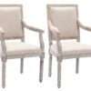 Lot De 2 Chaises Avec Accoudoirs En Tissu Et Bois D'hévéa - Beige - AMBOISETTE -Deco.fr Soldes Boutique chaise 11310961