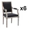 Lot De 6 Chaises Avec Accoudoirs En Tissu Et Bois D'hévéa - Noir - AMBOISETTE -Deco.fr Soldes Boutique chaise 11311117