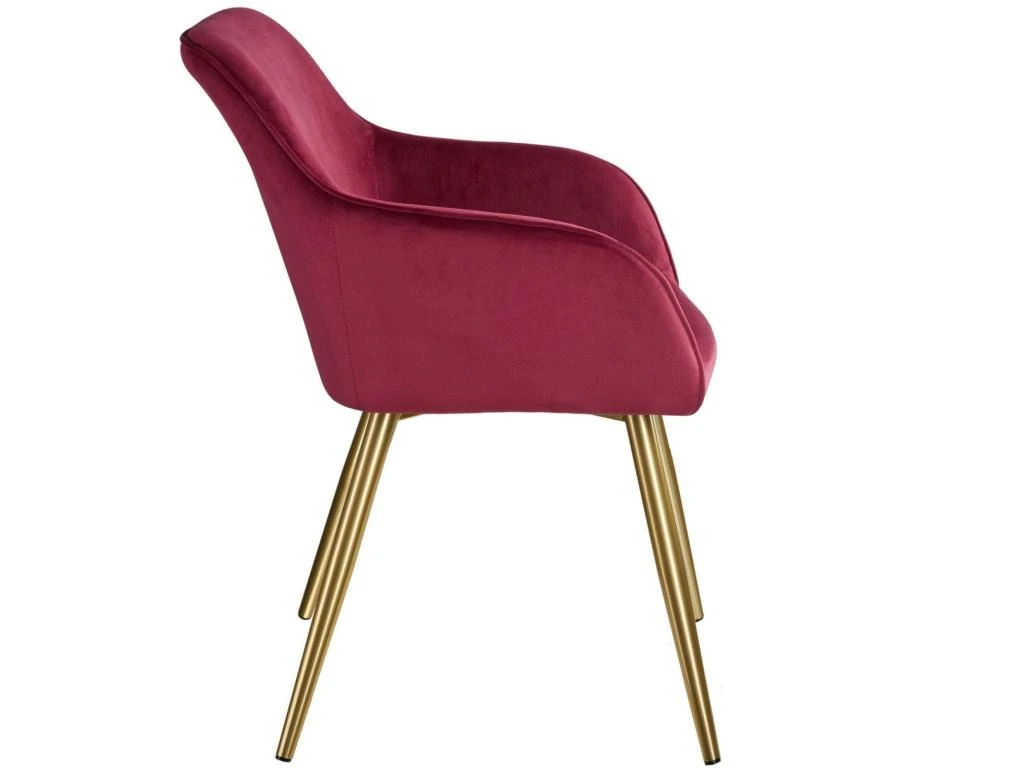 Lot De 4 Chaises Pieds Doré Siège De Salon Cuisine Salle à Manger Design élégant Velours Bordeaux 08_0000110 3 Lot De 4 Chaises Pieds Doré Siège De Salon Cuisine Salle à Manger Design élégant Velours Bordeaux 08_0000110 – Image 3