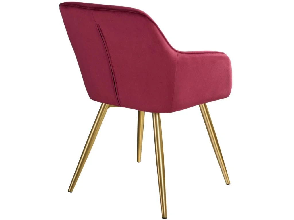 Lot De 4 Chaises Pieds Doré Siège De Salon Cuisine Salle à Manger Design élégant Velours Bordeaux 08_0000110 4 Lot De 4 Chaises Pieds Doré Siège De Salon Cuisine Salle à Manger Design élégant Velours Bordeaux 08_0000110 – Image 4
