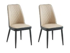 Lot De 2 Chaises En Simili Et Métal - Beige Et Anthracite - MILDURA