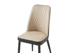 Lot De 2 Chaises En Simili Et Métal - Beige Et Anthracite - MILDURA -Deco.fr Soldes Boutique chaise 1141741