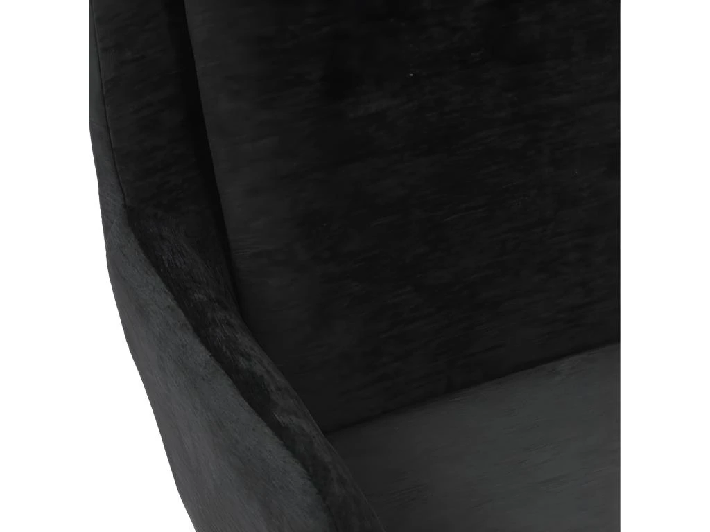 AYDEN - Fauteuil De Table En Tissu Chenillé Noir Et Métal Noir 3 AYDEN - Fauteuil De Table En Tissu Chenillé Noir Et Métal Noir – Image 3