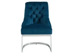 Lot De 2 Chaises En Velours Et Acier Inoxydable - Bleu Et Pieds Chromés - PORILASO De Pascal MORABITO -Deco.fr Soldes Boutique chaise 11764603