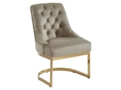 Lot De 2 Chaises En Velours Et Acier Inoxydable - Beige Et Pieds Dorés - PORILASO De Pascal MORABITO -Deco.fr Soldes Boutique chaise 11775071