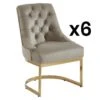 Lot De 6 Chaises En Velours Et Acier Inoxydable - Beige Et Pieds Dorés - PORILASO De Pascal MORABITO 7 Lot De 6 Chaises En Velours Et Acier Inoxydable - Beige Et Pieds Dorés - PORILASO De Pascal MORABITO -Deco.fr Soldes Boutique chaise 11778291
