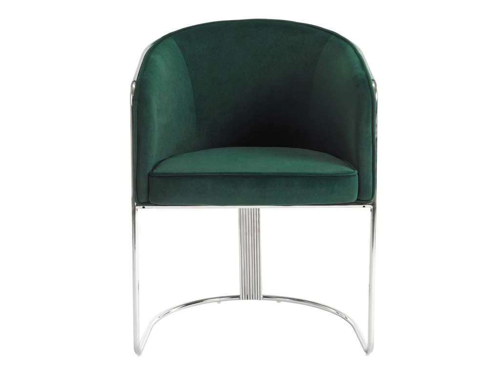 Chaise Avec Accoudoirs En Velours Et Métal - Vert Et Chromé - JOSETHE De Pascal MORABITO 3 Chaise Avec Accoudoirs En Velours Et Métal - Vert Et Chromé - JOSETHE De Pascal MORABITO – Image 3