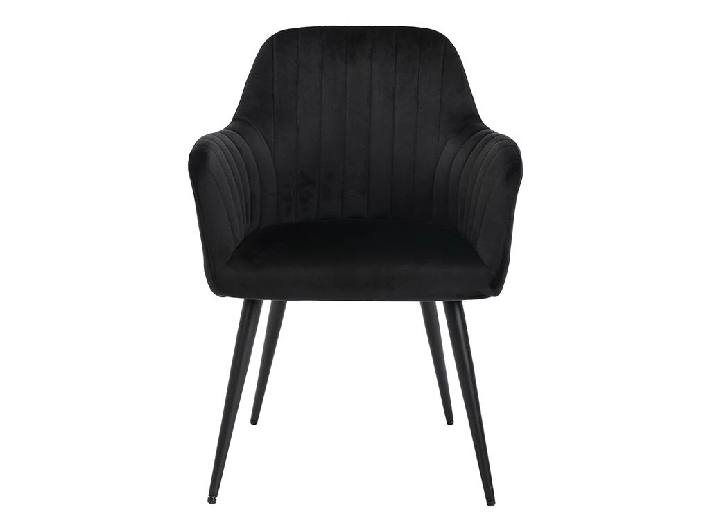 Lot De 2 Chaises Avec Accoudoirs En Velours Et Métal Noir - Noir - ELEANA 3 Lot De 2 Chaises Avec Accoudoirs En Velours Et Métal Noir - Noir - ELEANA – Image 3