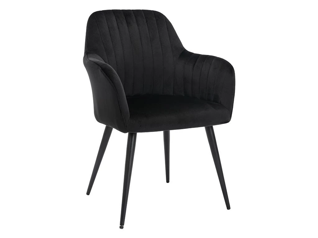 Lot De 2 Chaises Avec Accoudoirs En Velours Et Métal Noir - Noir - ELEANA 4 Lot De 2 Chaises Avec Accoudoirs En Velours Et Métal Noir - Noir - ELEANA – Image 4