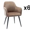 Lot De 6 Chaises Avec Accoudoirs En Velours Et Métal Noir - Beige - ELEANA -Deco.fr Soldes Boutique chaise 12291489