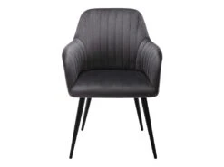 Lot De 6 Chaises Avec Accoudoirs En Velours Et Métal Noir - Gris - ELEANA 10 Lot De 6 Chaises Avec Accoudoirs En Velours Et Métal Noir - Gris - ELEANA -Deco.fr Soldes Boutique chaise 12292071