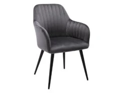 Lot De 6 Chaises Avec Accoudoirs En Velours Et Métal Noir - Gris - ELEANA 11 Lot De 6 Chaises Avec Accoudoirs En Velours Et Métal Noir - Gris - ELEANA -Deco.fr Soldes Boutique chaise 12292073